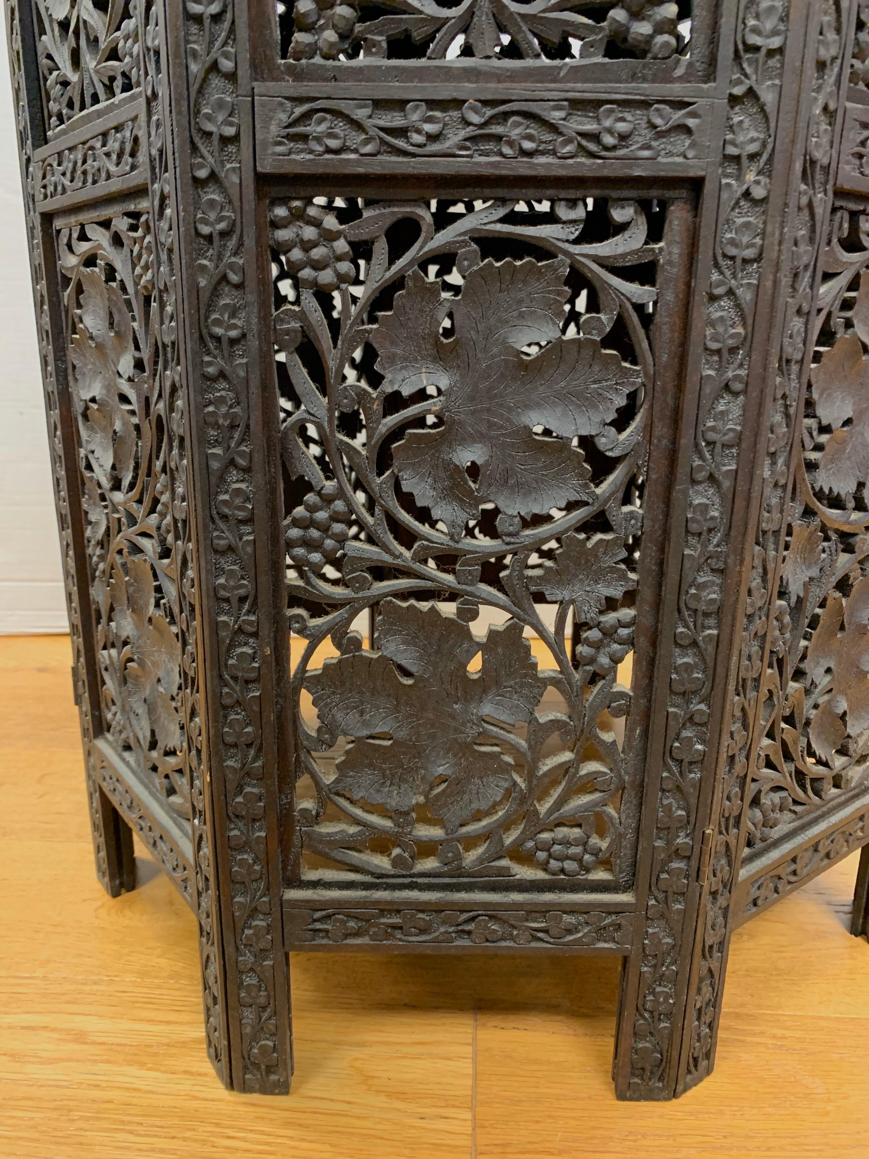 Hand-Carved Carved Anglo-Indian Octagonal Fretwork Folding End Table