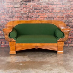 Carved Antique 19th Century Danish Birch Biedermeier Sofa