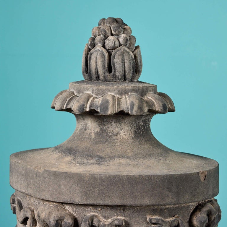 Carved Antique Adam Style Sandstone Garden Urn For Sale at 1stDibs