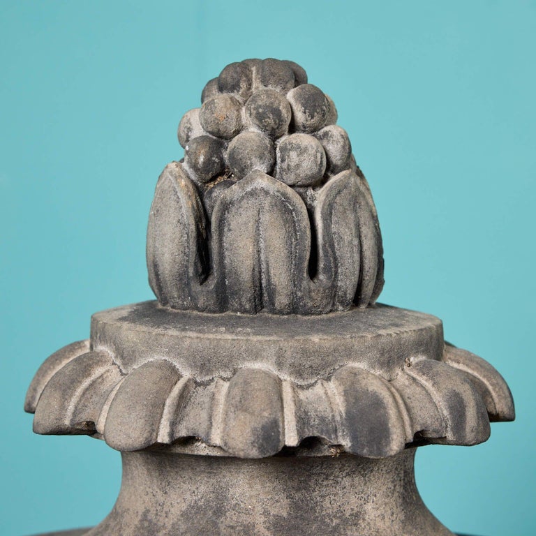 Carved Antique Adam Style Sandstone Garden Urn For Sale at 1stDibs