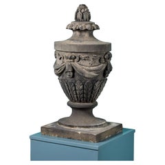 Carved Antique Adam Style Sandstone Garden Urn