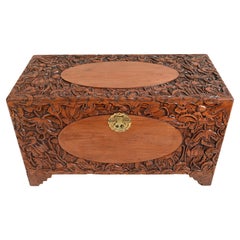 Carved Vintage Camphor Chest Chinese Sailors Trunk
