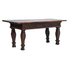 Carved Antique Italian Oak Writing Table/Desk