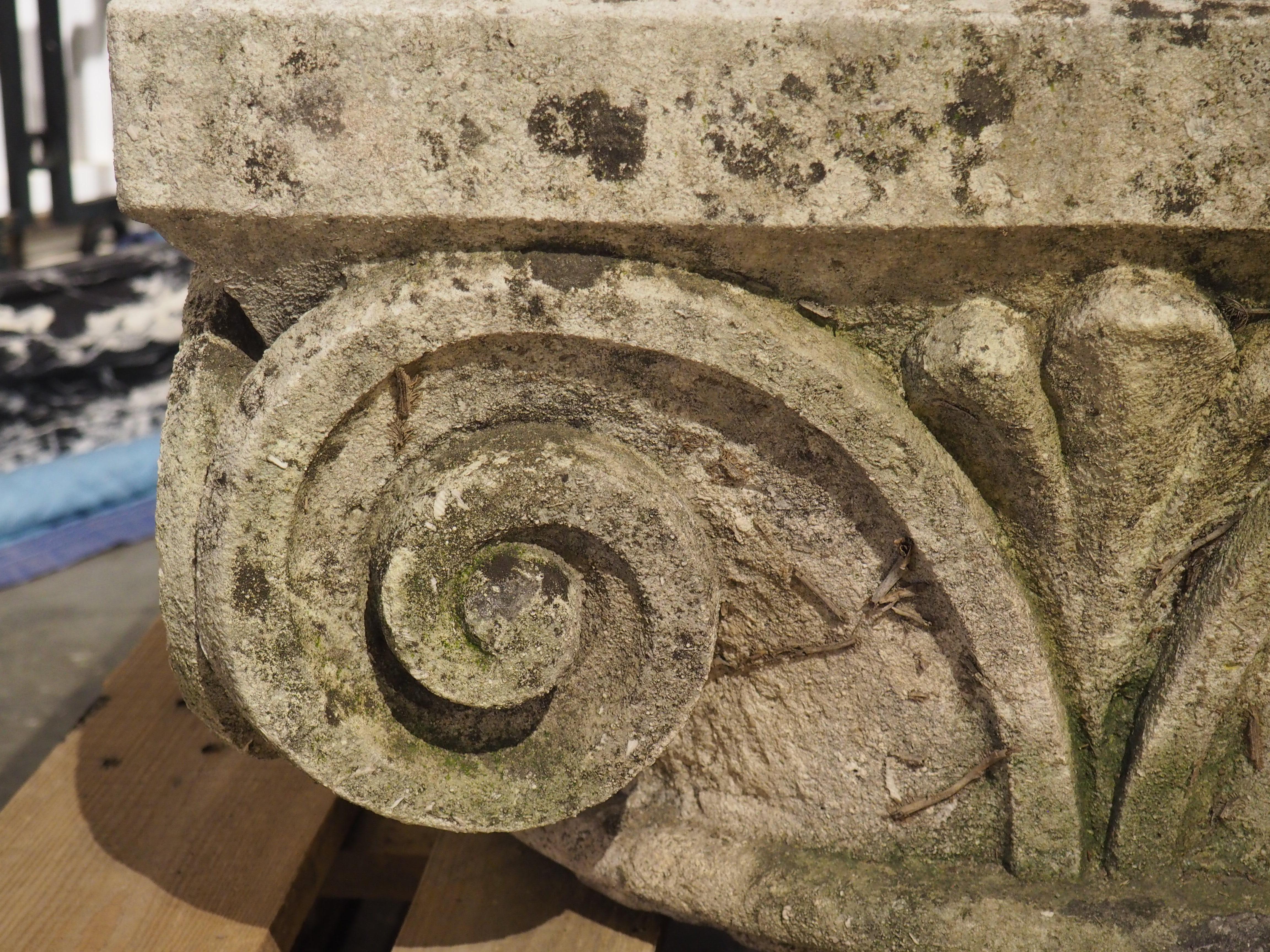 Piédestal chapiteau antique sculpté en pierre calcaire de France, vers 1850 en vente 5