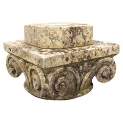 Carved Antique Limestone Capital Pedestal from France, Circa 1850