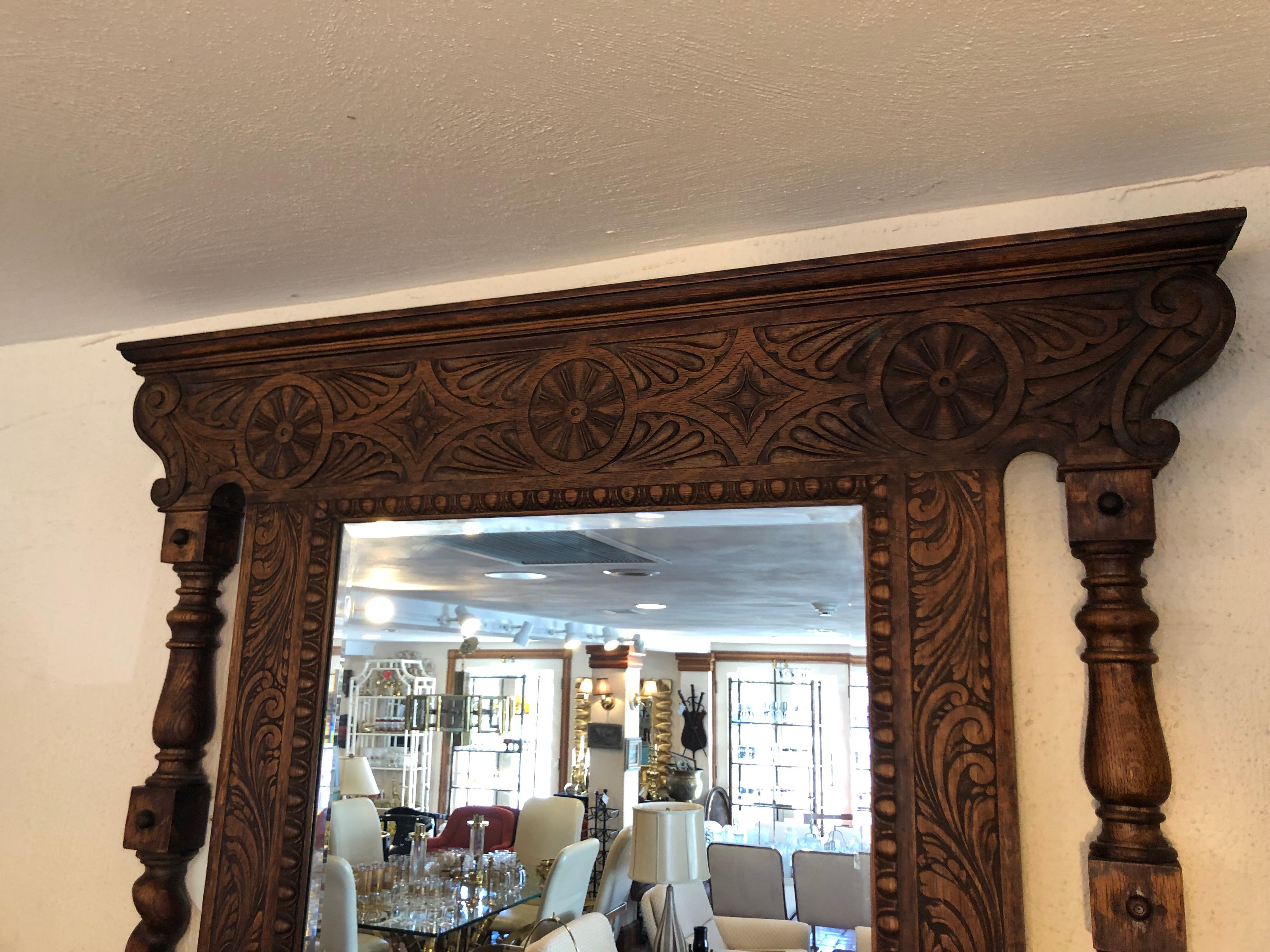 Carved Antique Oak Mirror 3