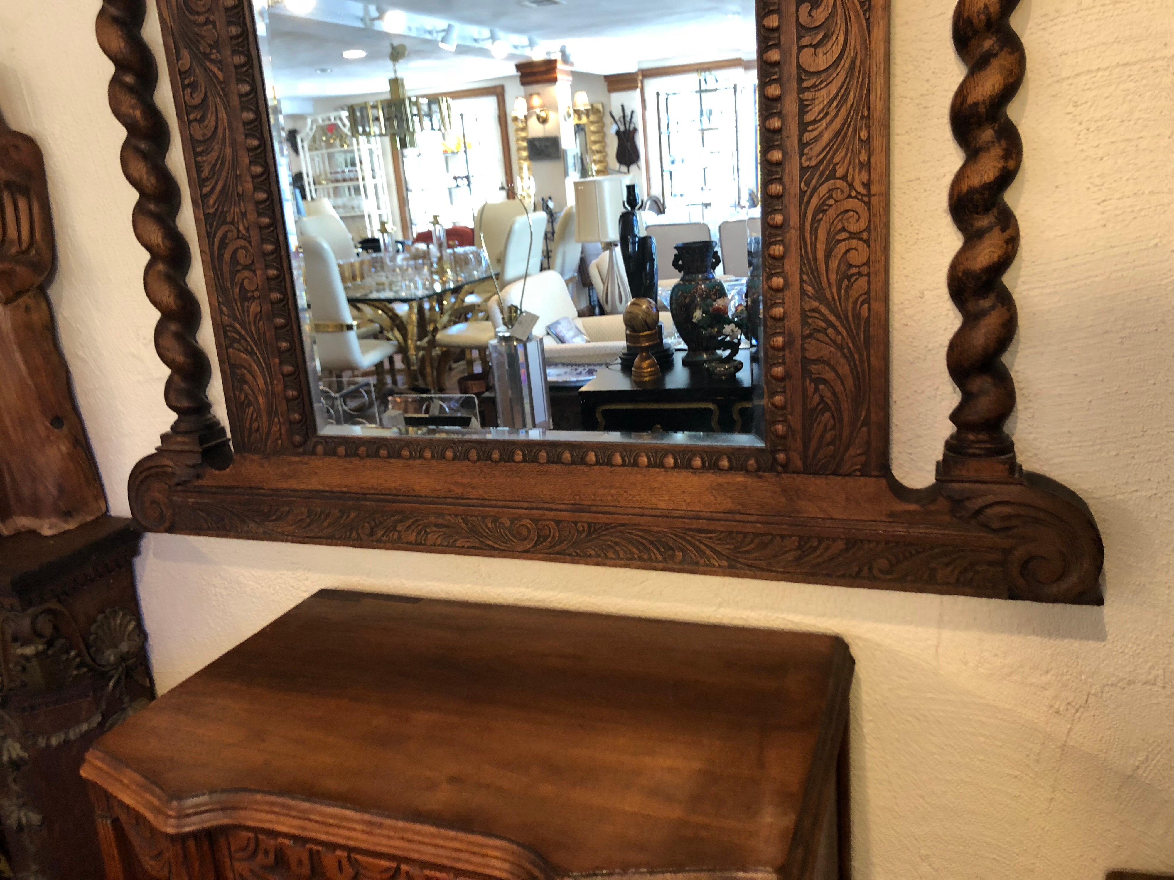 Carved Antique Oak Mirror 5