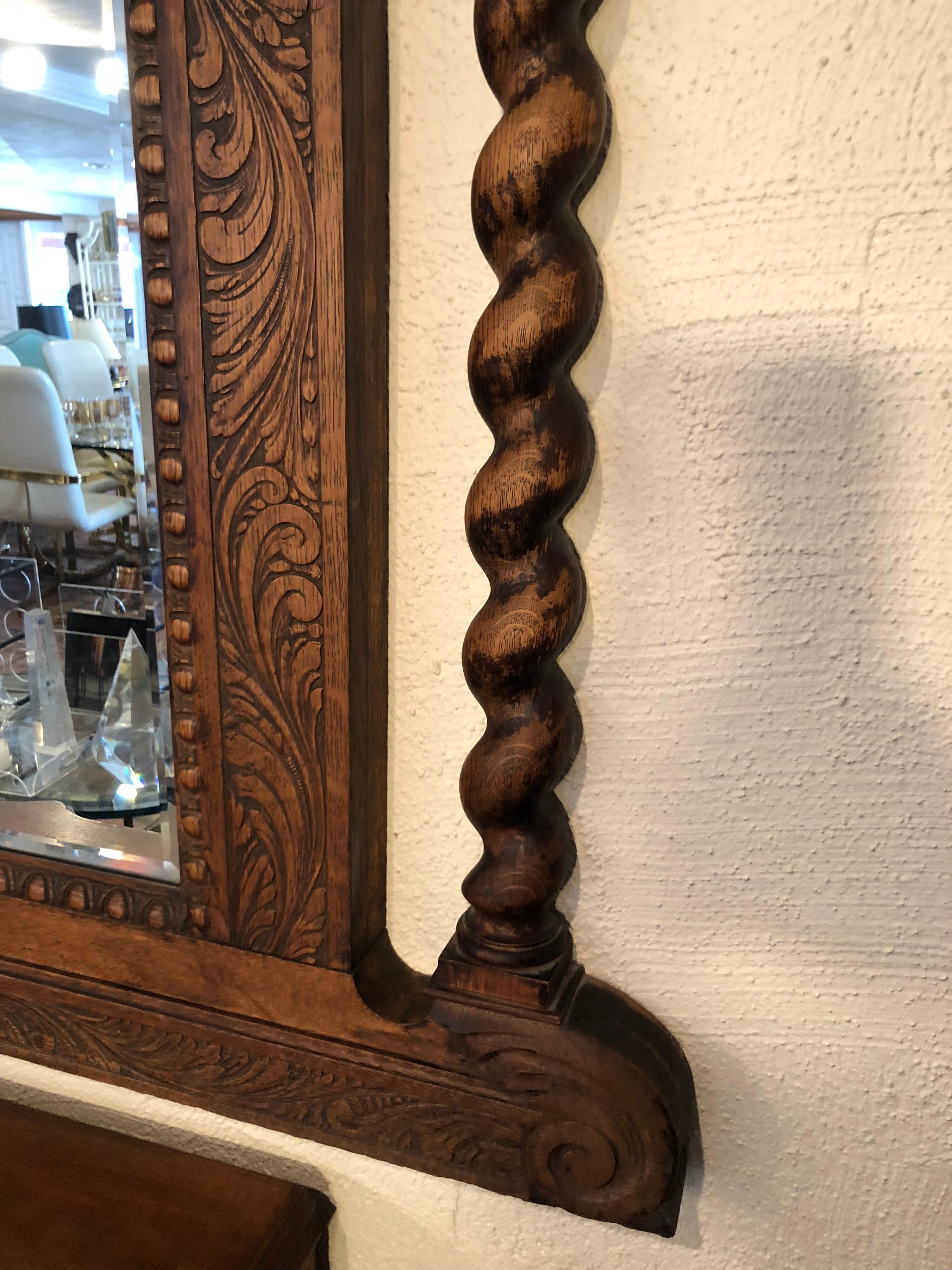 Carved Antique Oak Mirror 6