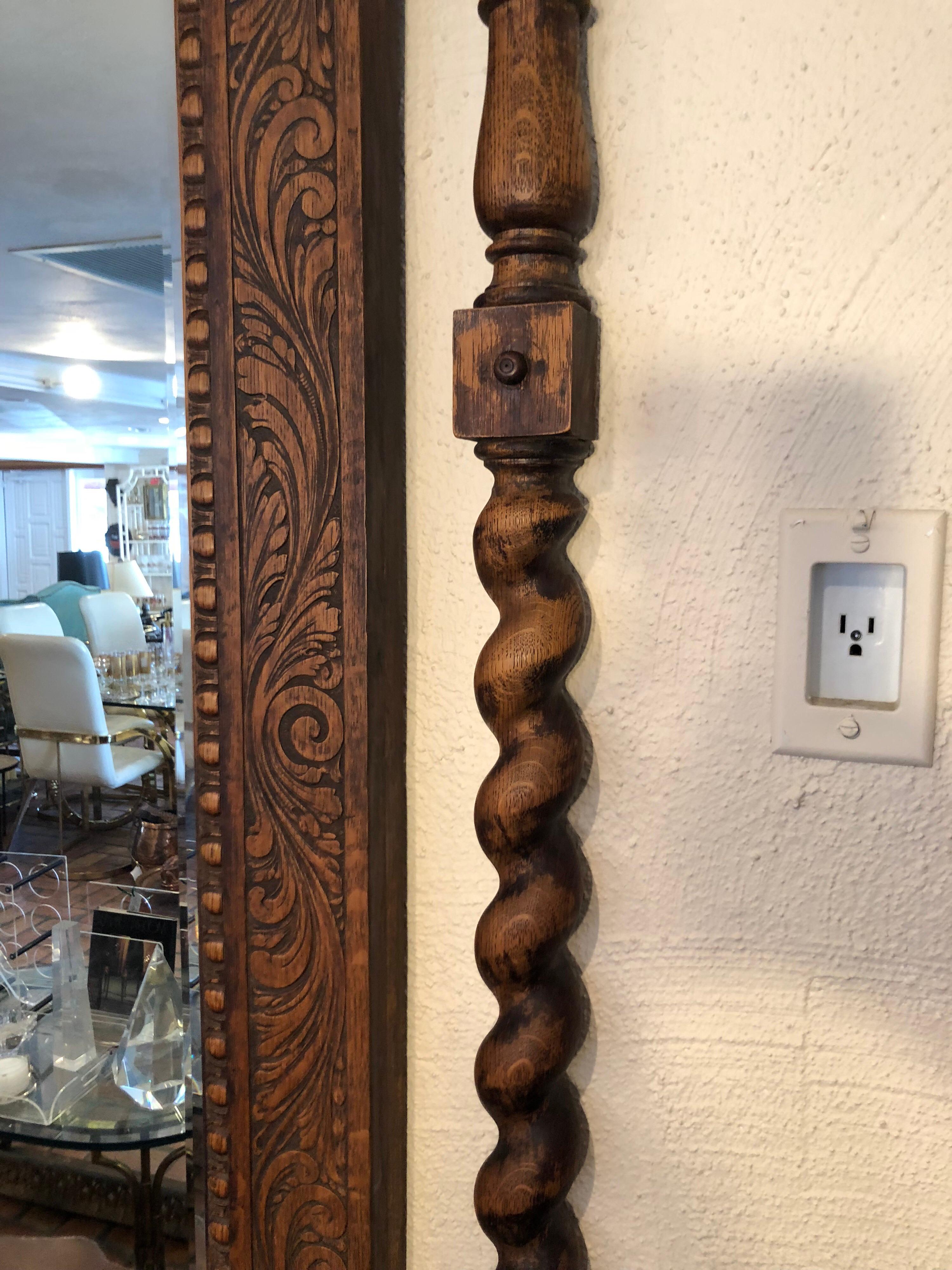 Carved Antique Oak Mirror 7