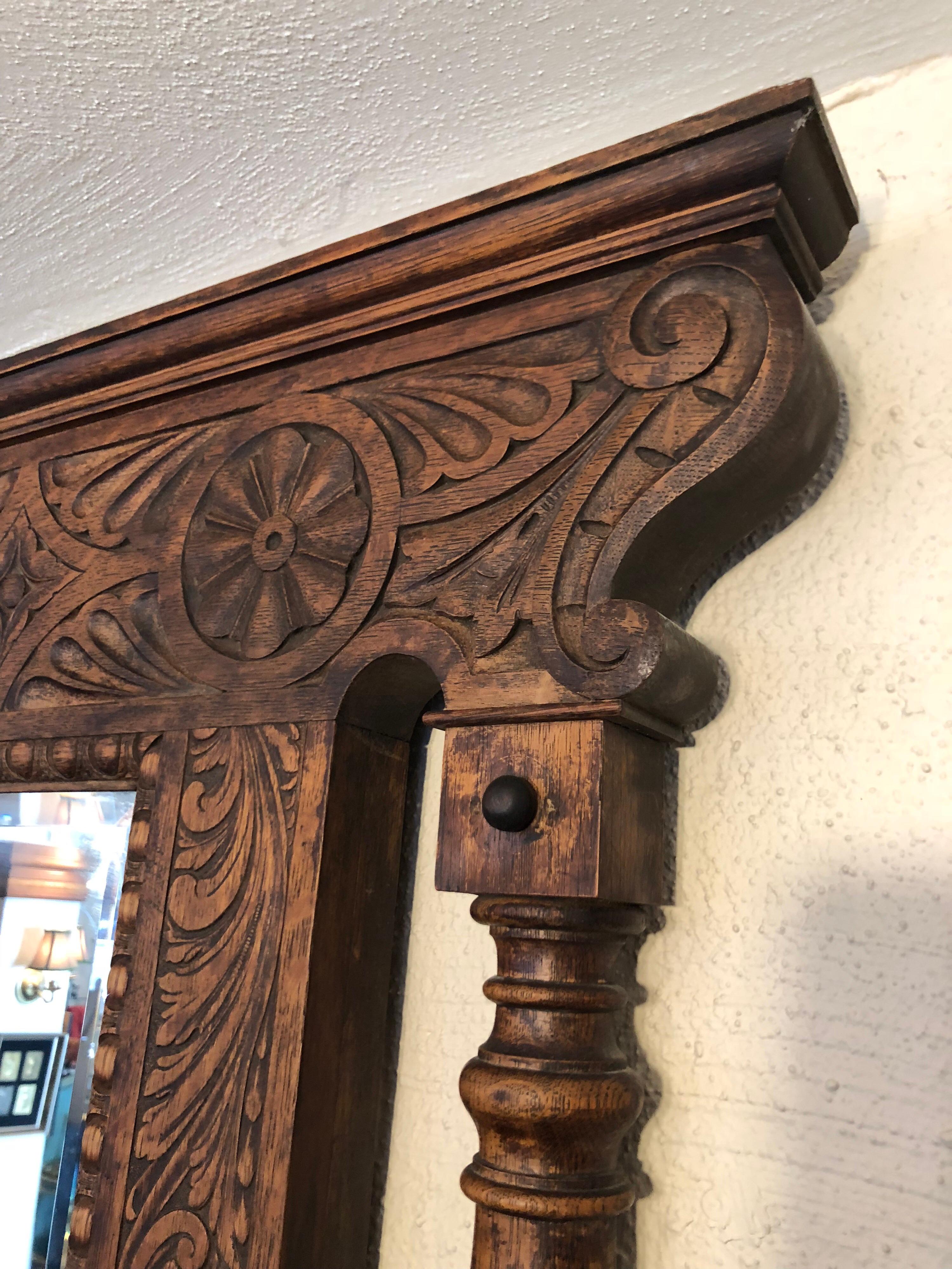 Carved Antique Oak Mirror 8