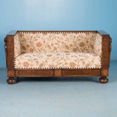 Carved Antique Swedish Oak Bench Sofa