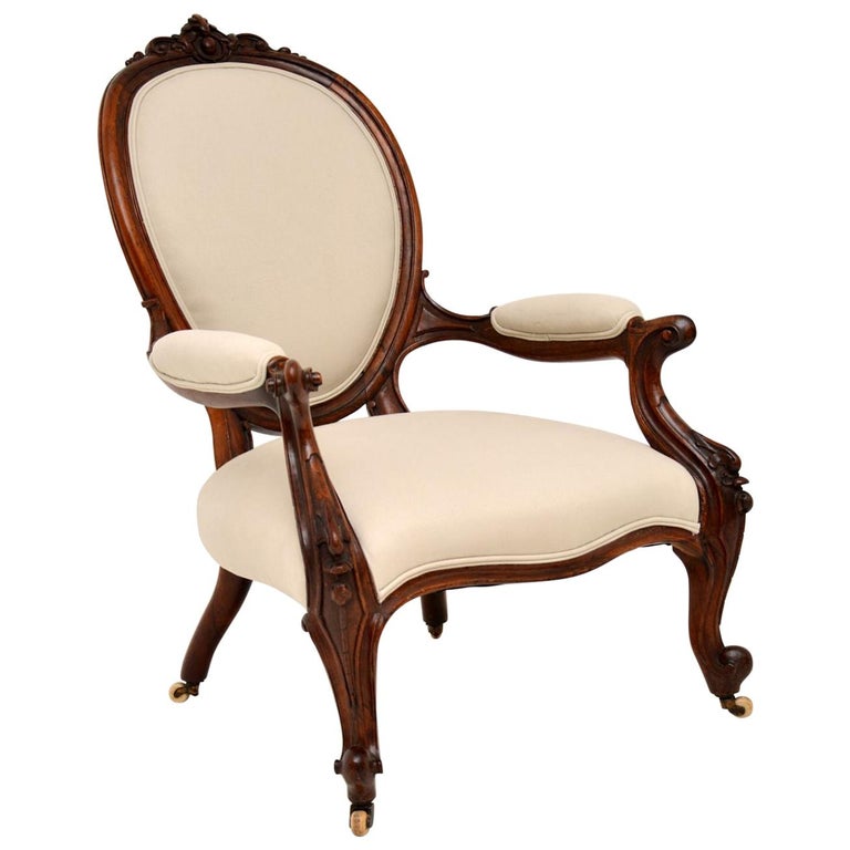 Carved Antique Victorian Armchair at 1stDibs