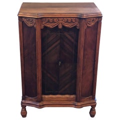 Carved Vintage Wooden Cabinet or Bookcase