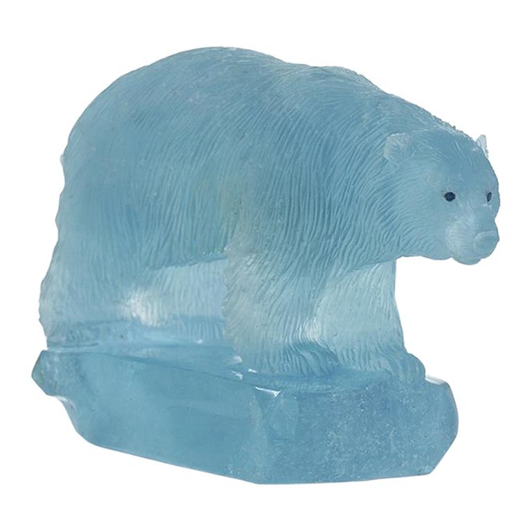 Carved Aquamarine Polar Bear by Gerd Dreher