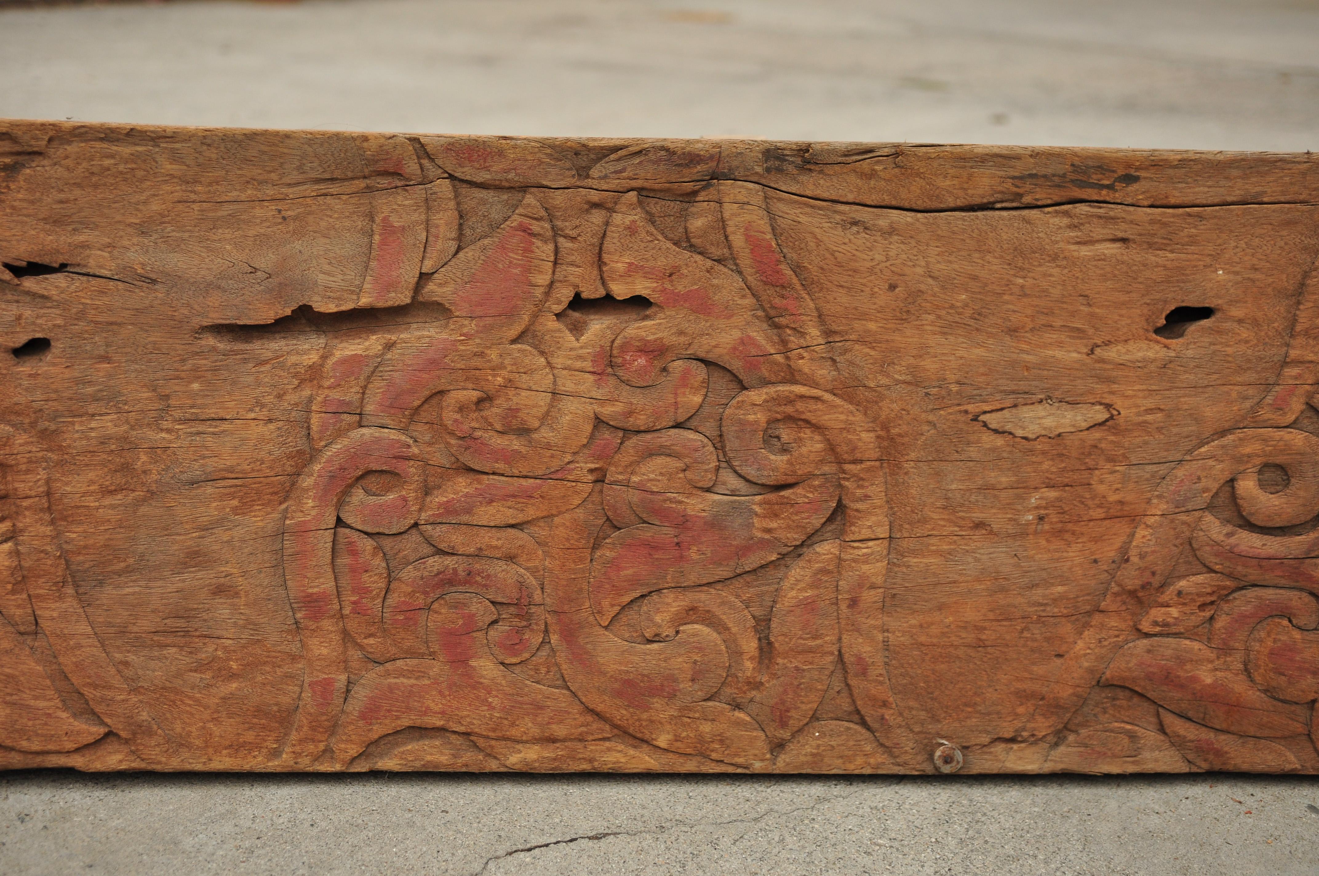 Tribal Carved Architectural Beam, Dayak, Borneo Longhouse, Mid-20th Century