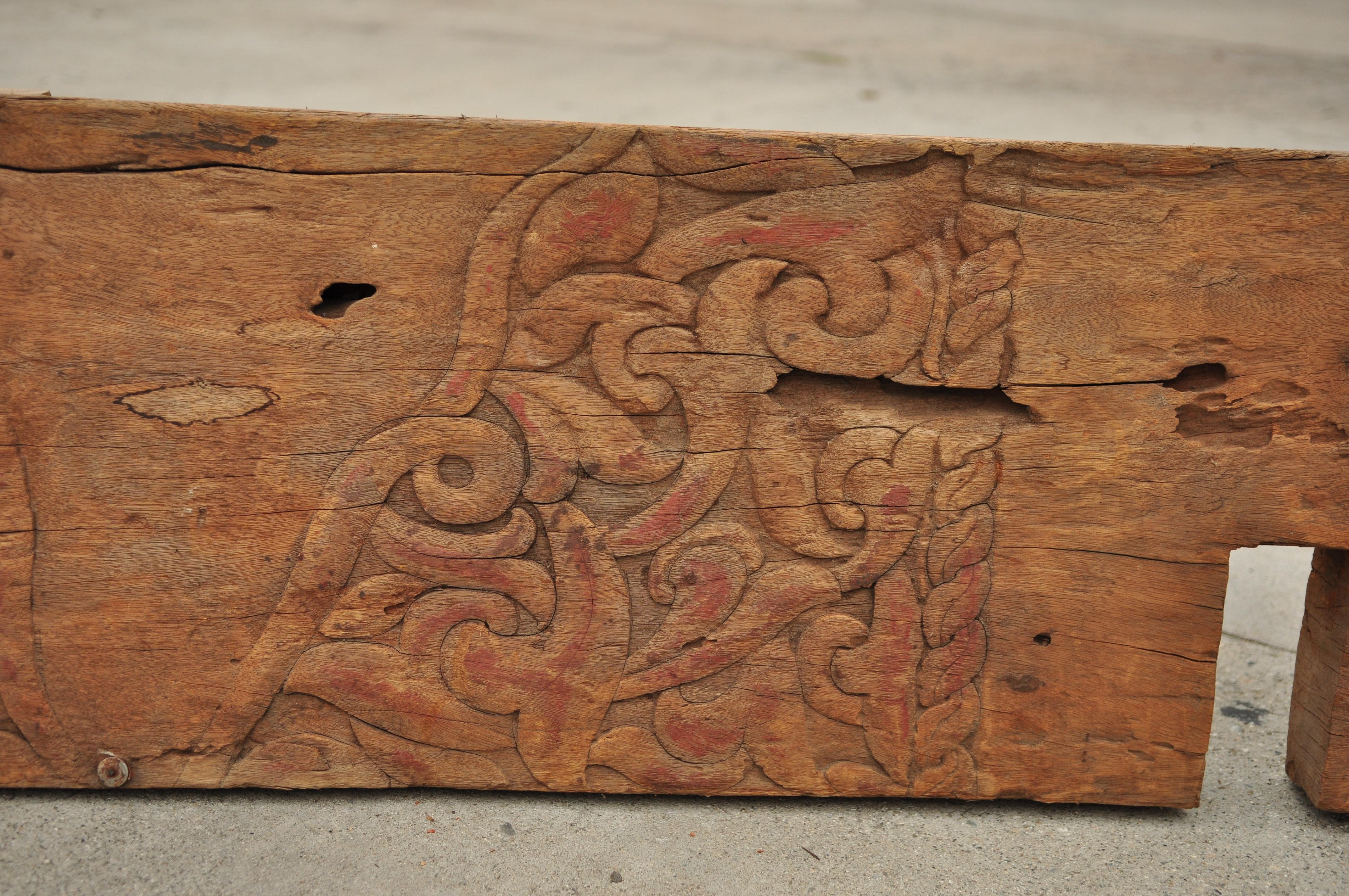 Indonesian Carved Architectural Beam, Dayak, Borneo Longhouse, Mid-20th Century