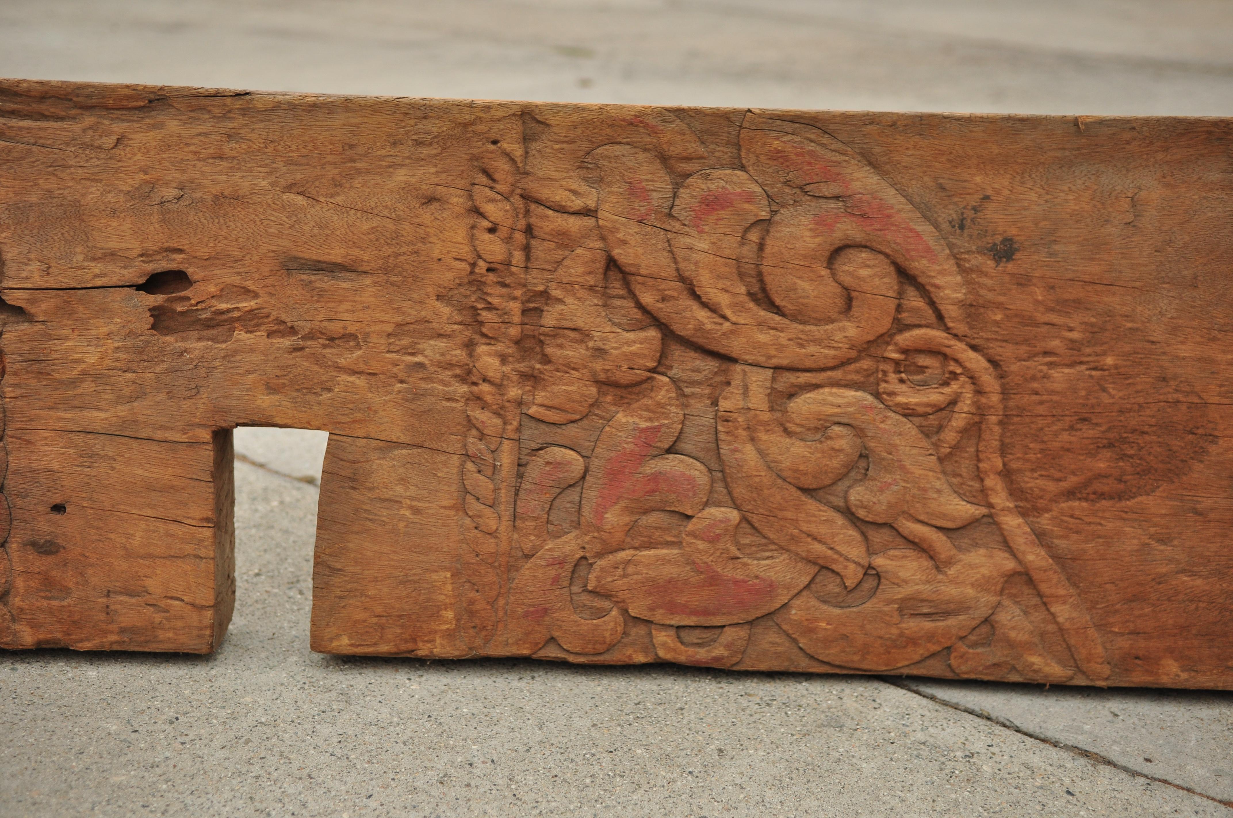 Hand-Crafted Carved Architectural Beam, Dayak, Borneo Longhouse, Mid-20th Century