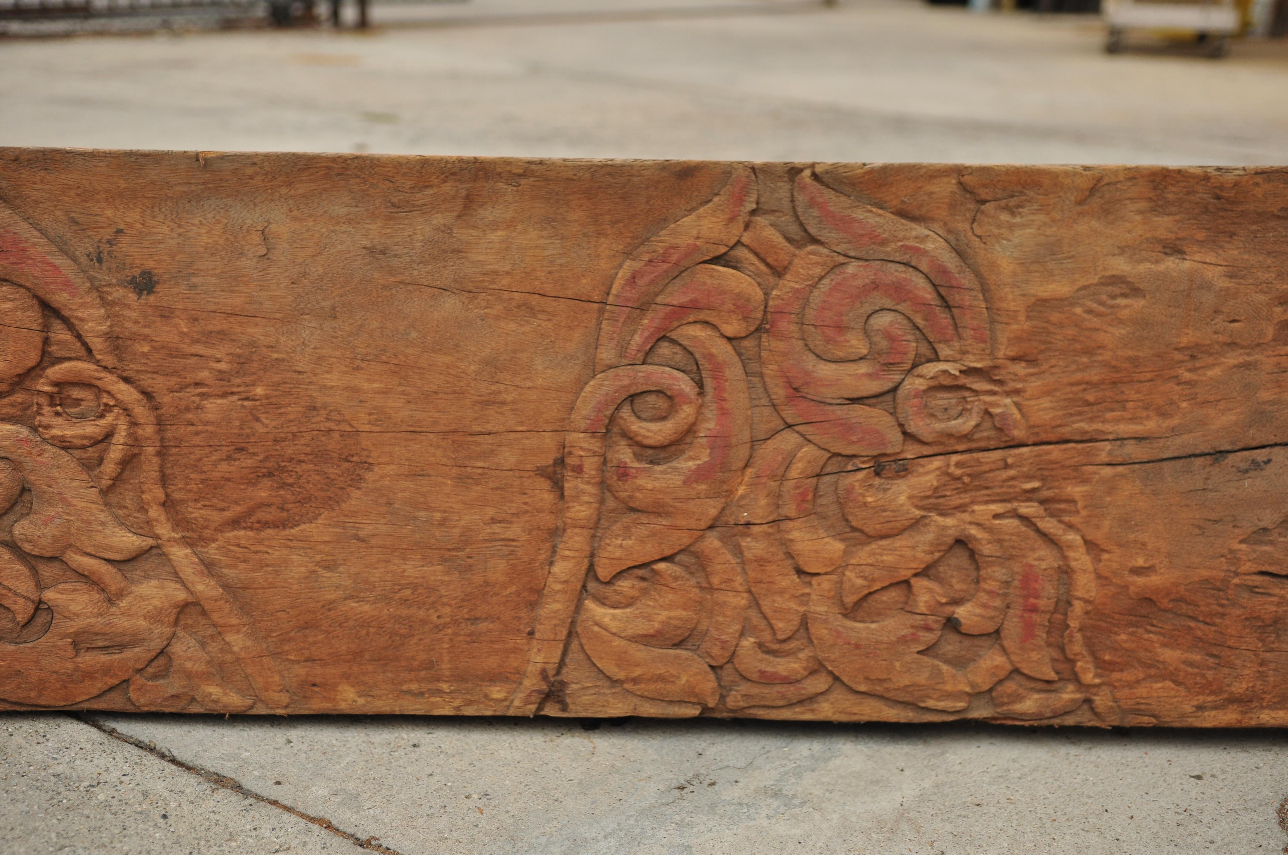 Carved Architectural Beam, Dayak, Borneo Longhouse, Mid-20th Century In Fair Condition In Point Richmond, CA