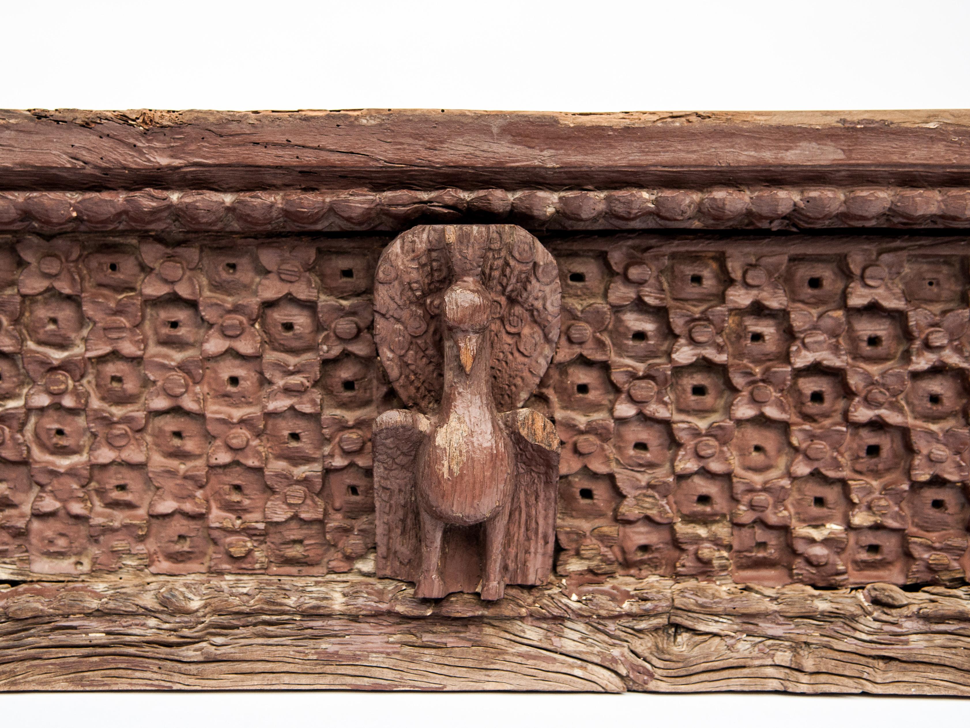 Nepalese Carved Architectural Panel with Bird Motif, Late 19th Century Newar of Nepal