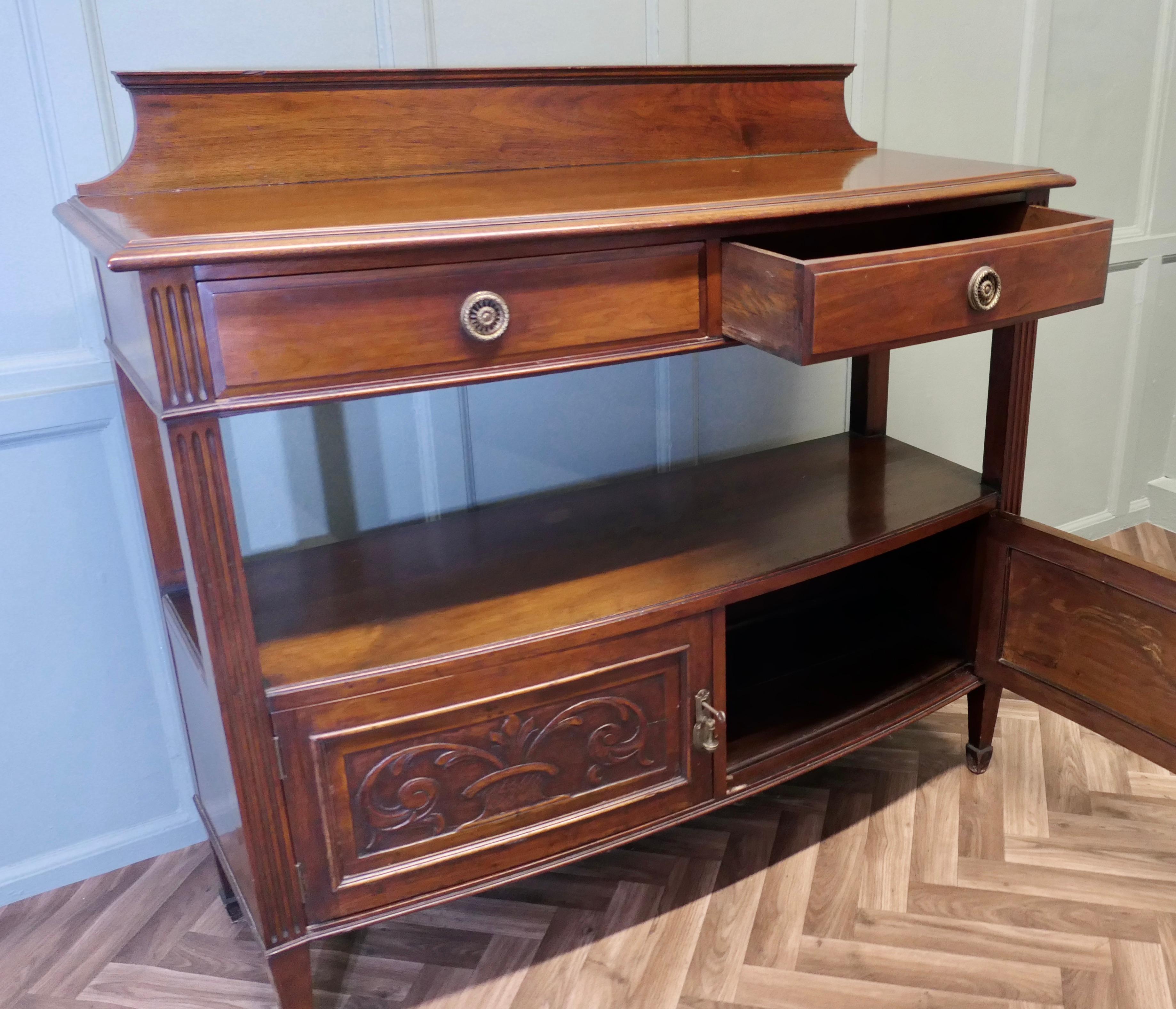 Late 19th Century Carved Art Nouveau Walnut Side Board or Buffet For Sale