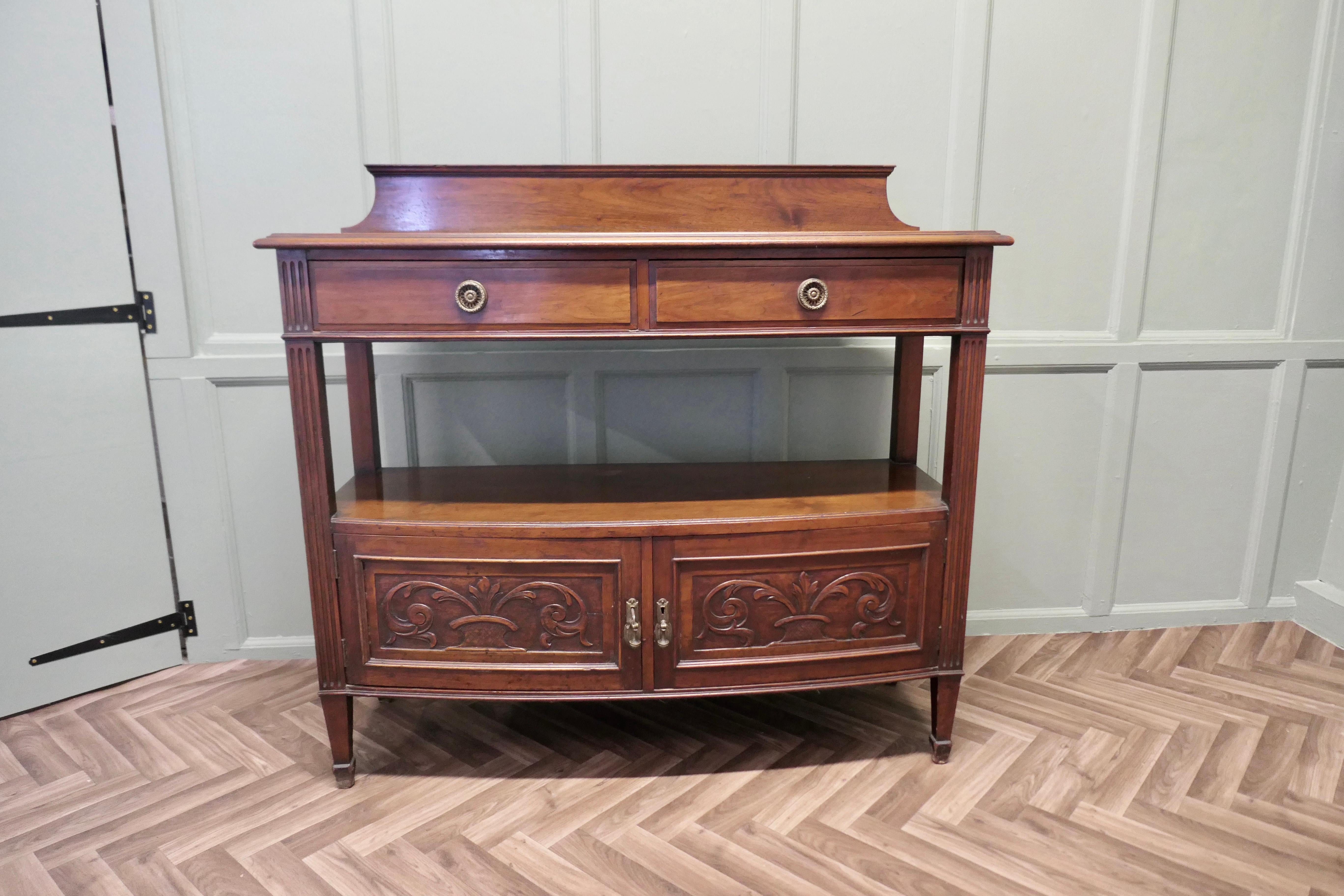 Carved Art Nouveau Walnut Side Board or Buffet For Sale 1