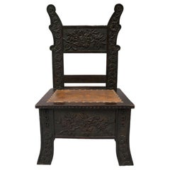 Carved Arts and Crafts Side Chair