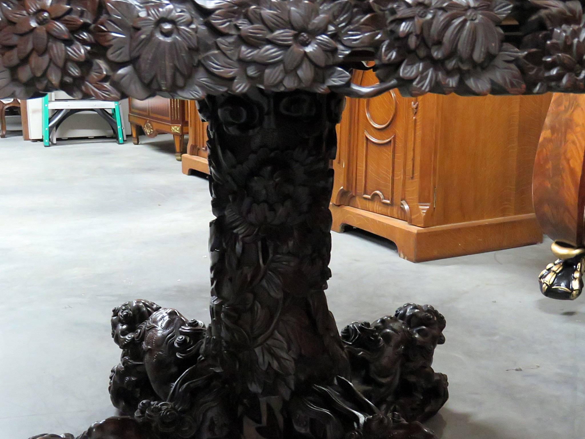 Japonisme Carved Asian Center Table