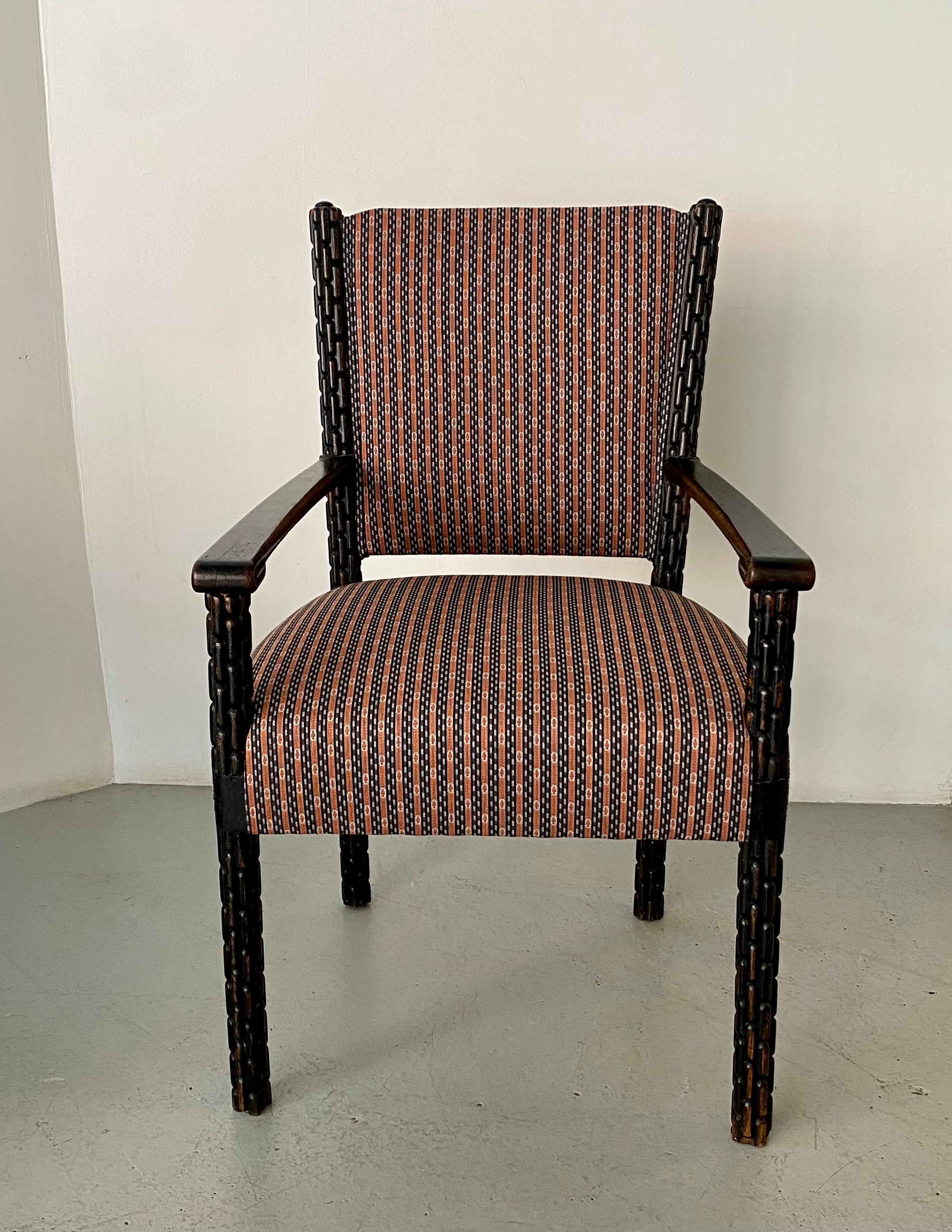 Carved Austrian Armchair, 1920s In Excellent Condition In New York, NY