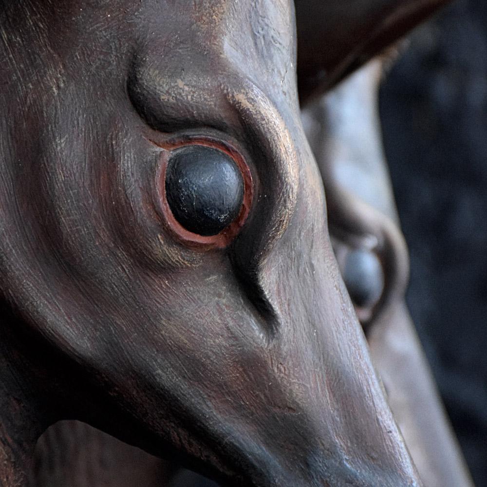 Hand-Carved Carved Austrian Roe Deer Heads, circa 1880