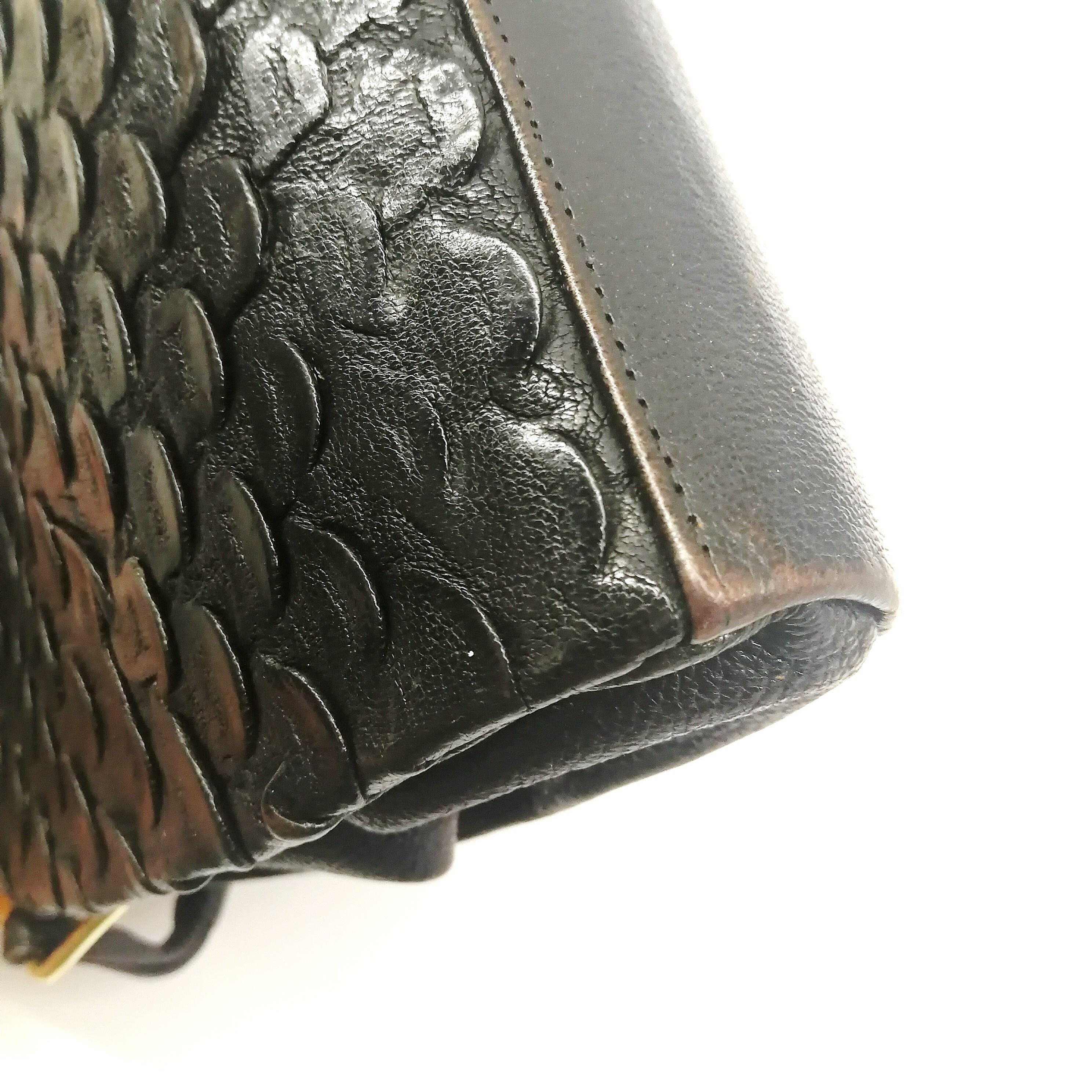 Carved Bakelite, exotic black leather handbag, by Salisbury's, English, 1930s 7