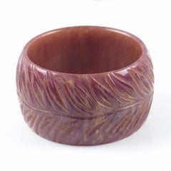 Carved Bakelite Oversized Bracelet Bangle Purple Stardust Marble
