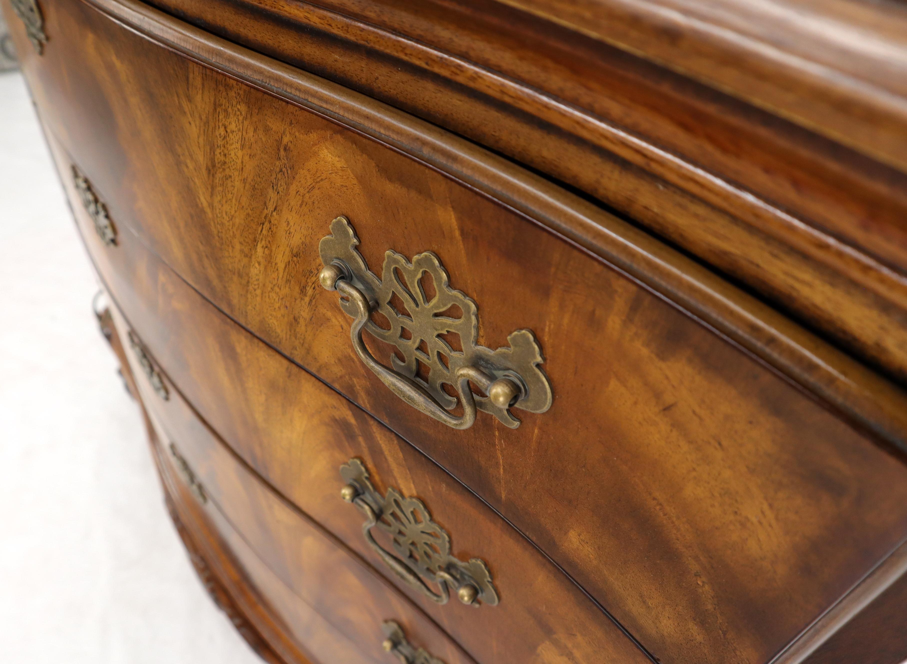 Carved Ball and Claw Feet Flame Mahogany Book Matched Dresser Bachelor Chest For Sale 6