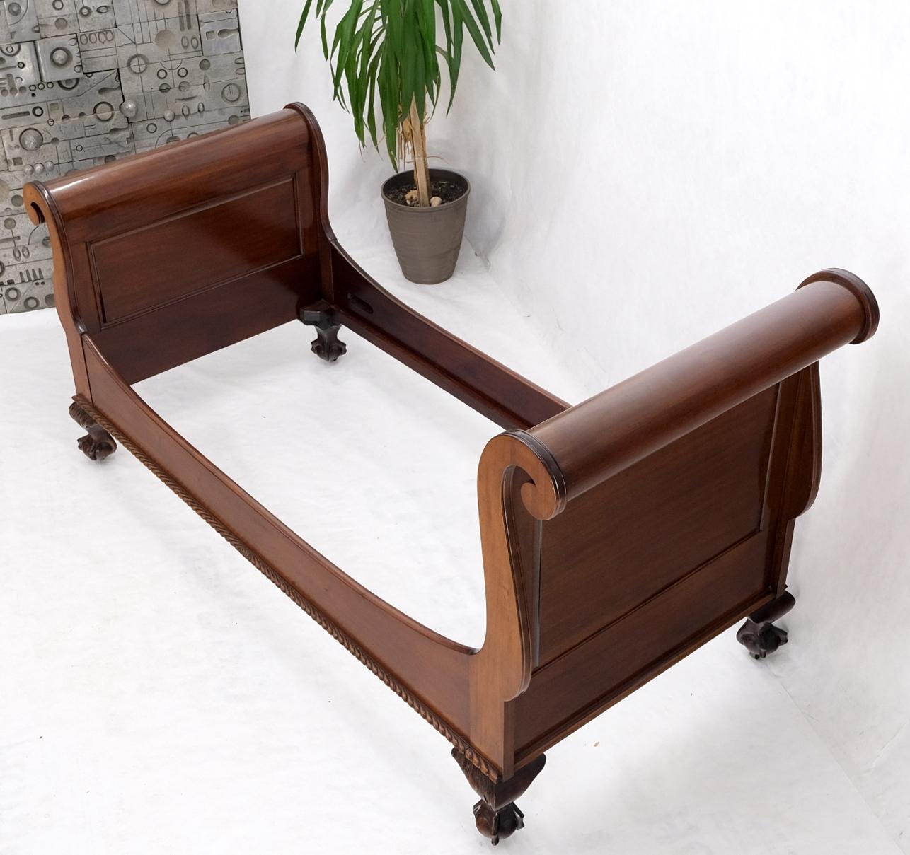 Carved Ball & Claw Rope Edge Mahogany Sleigh Twin Size Bed 7