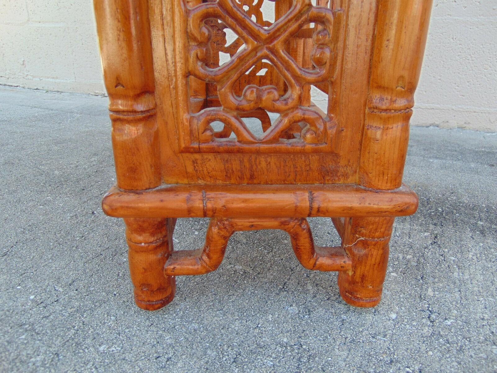 Carved Bamboo and Fretwork Altar Console Table For Sale 1