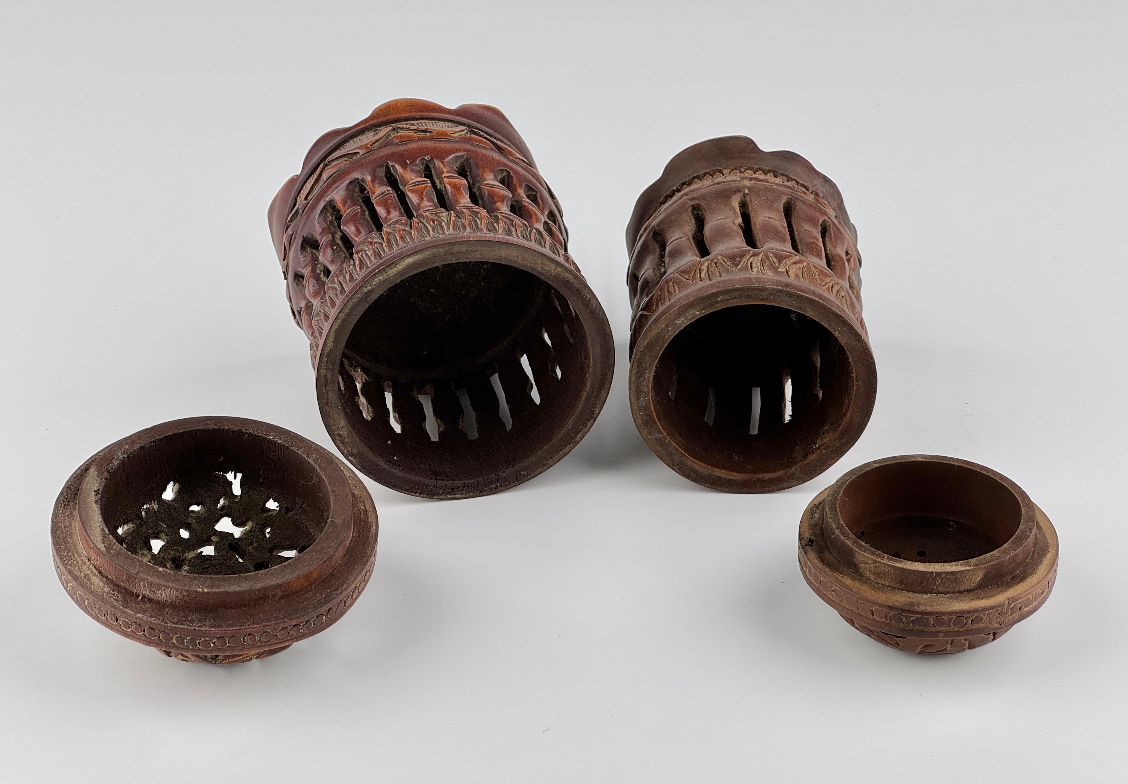 Carved Bamboo Incense Burners, Late Qing to Republic period For Sale 4