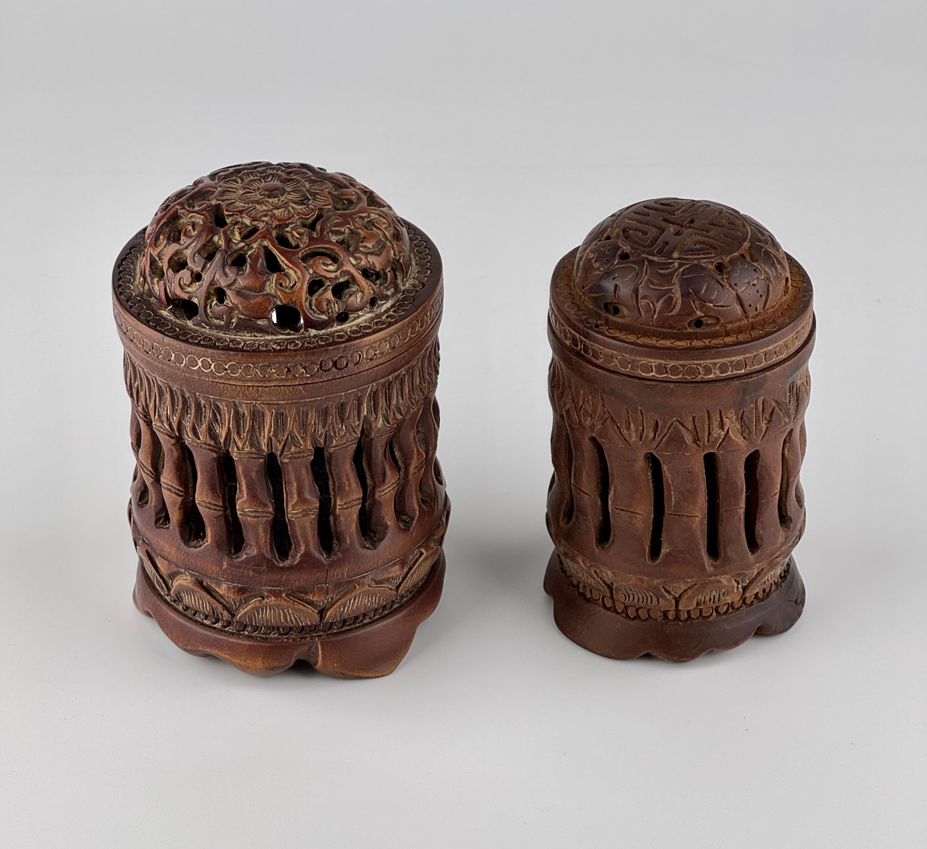 Carved Bamboo Incense Burners, Late Qing to Republic period For Sale 2