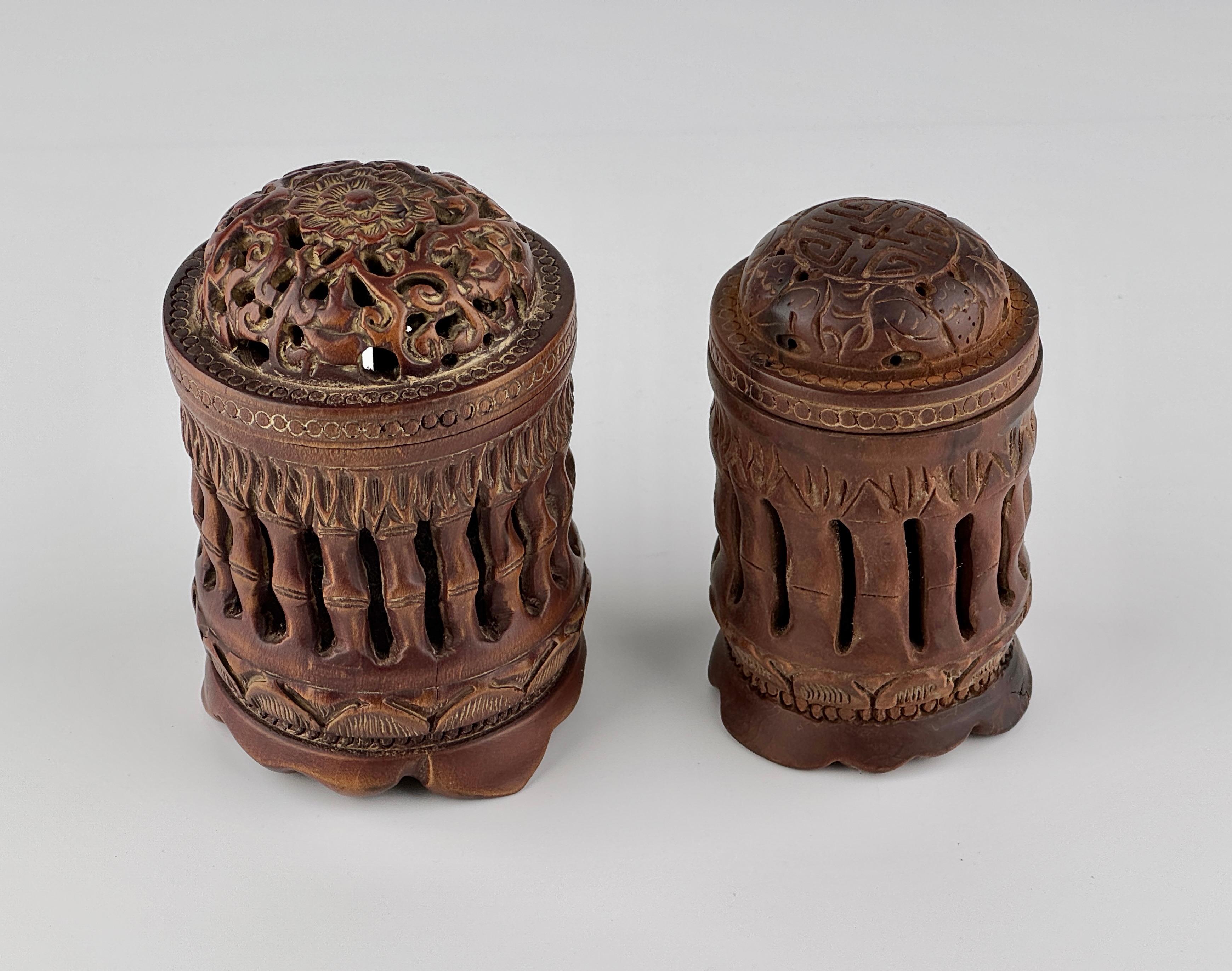 Carved Bamboo Incense Burners, Late Qing to Republic period For Sale 3