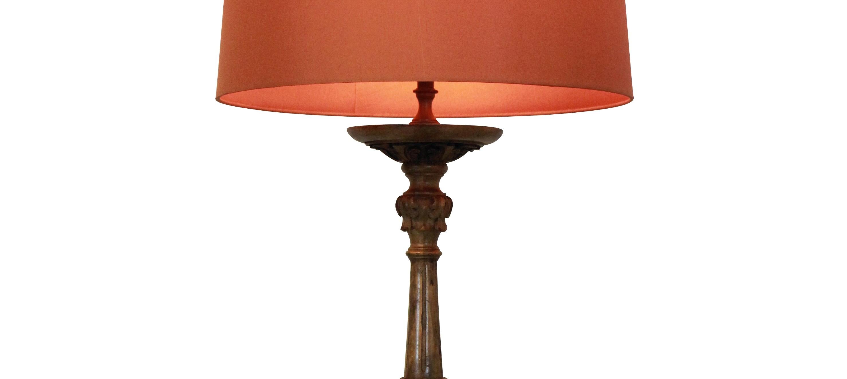 Carved Baroque Walnut Lamp In Good Condition In Kent, Dover