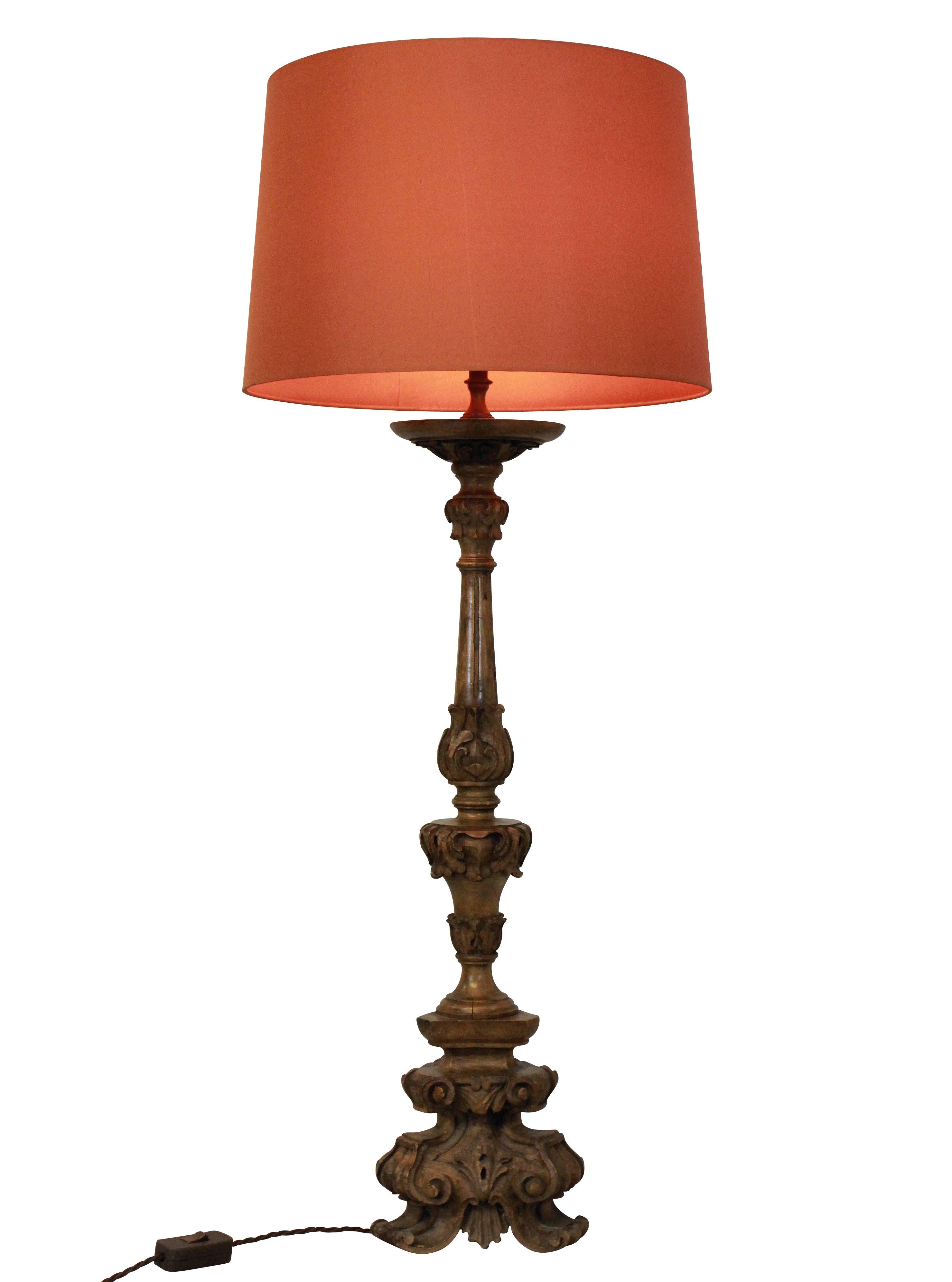Late 18th Century Carved Baroque Walnut Lamp