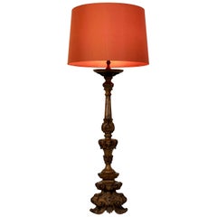 Carved Baroque Walnut Lamp