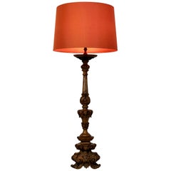 Carved Baroque Walnut Lamp