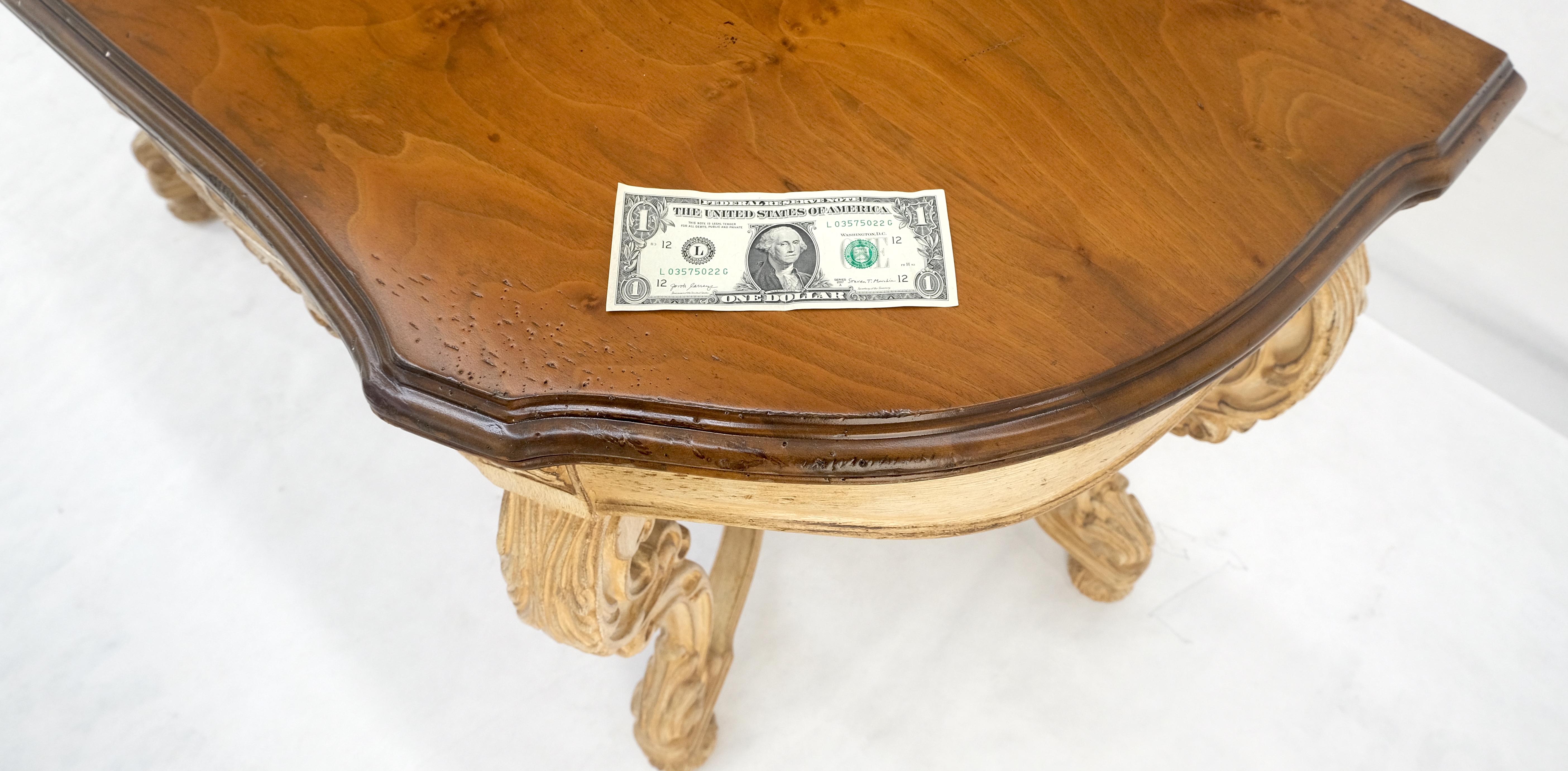 Carved Base Two Tone Burl Walnut Convertible Console Sofa Dining Table MINT For Sale 14