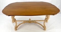 Carved Base Two Tone Burl Walnut Convertible Console Sofa Dining Table MINT