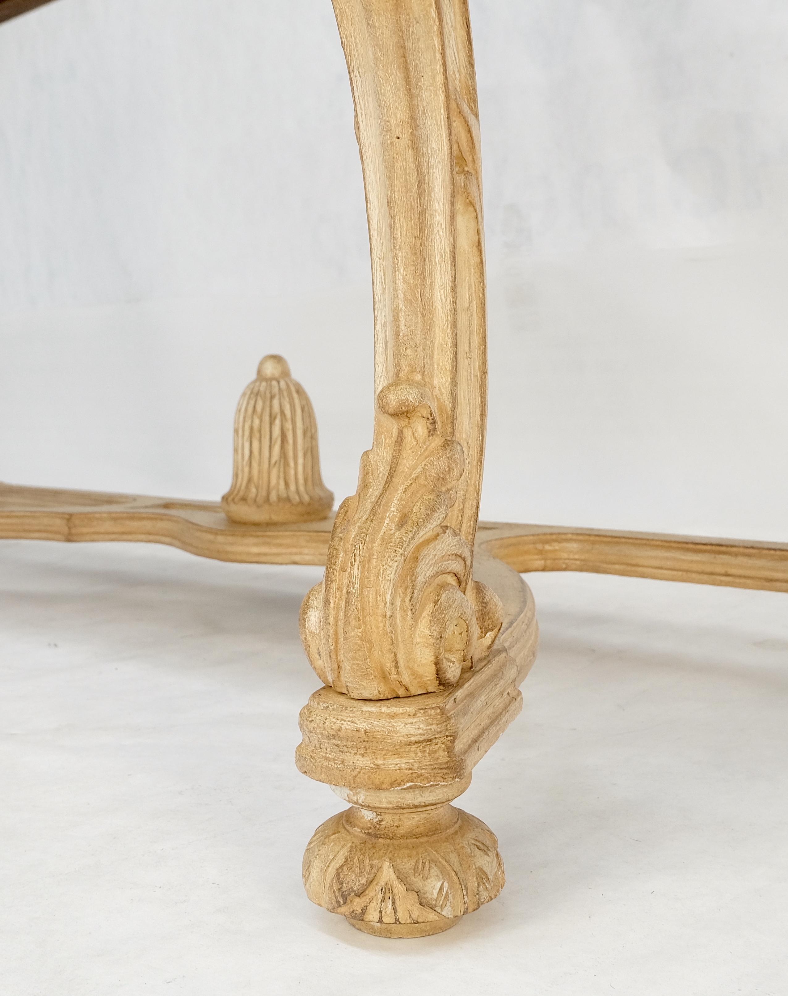 Italian Carved Base Two Tone Burl Walnut Convertible Console Sofa Dining Table MINT For Sale
