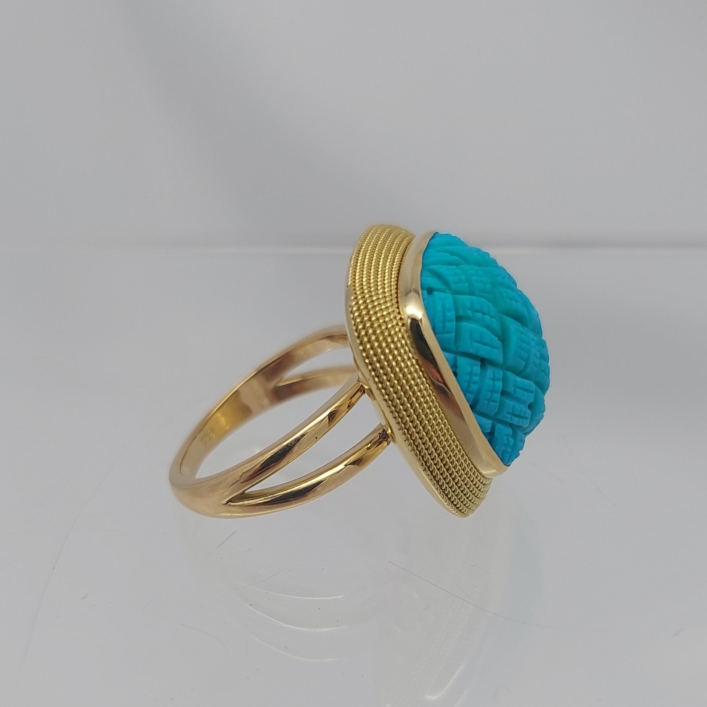 Femenino o masculino Anillo Turquesa Tallada 