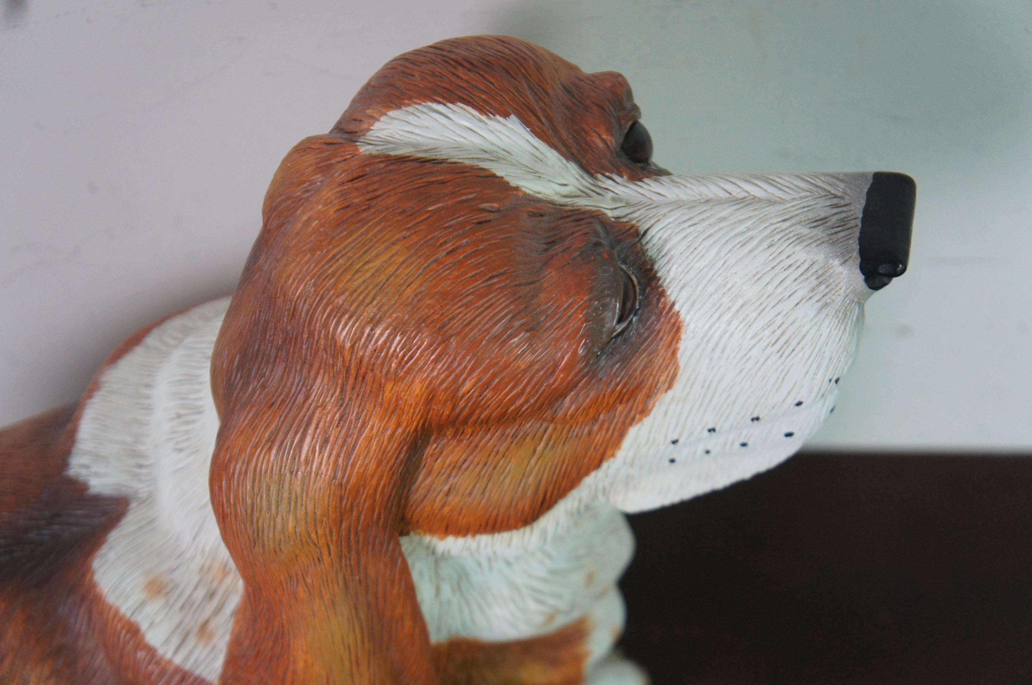 Carved Basswood Basset Hound Dog Sculpture Statue John Garton JD Adkins In Good Condition For Sale In Dayton, OH