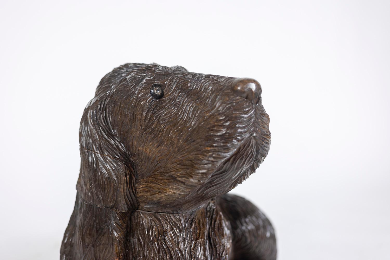 Carved basswood dog, Black Forest style. Circa 1900. For Sale 1