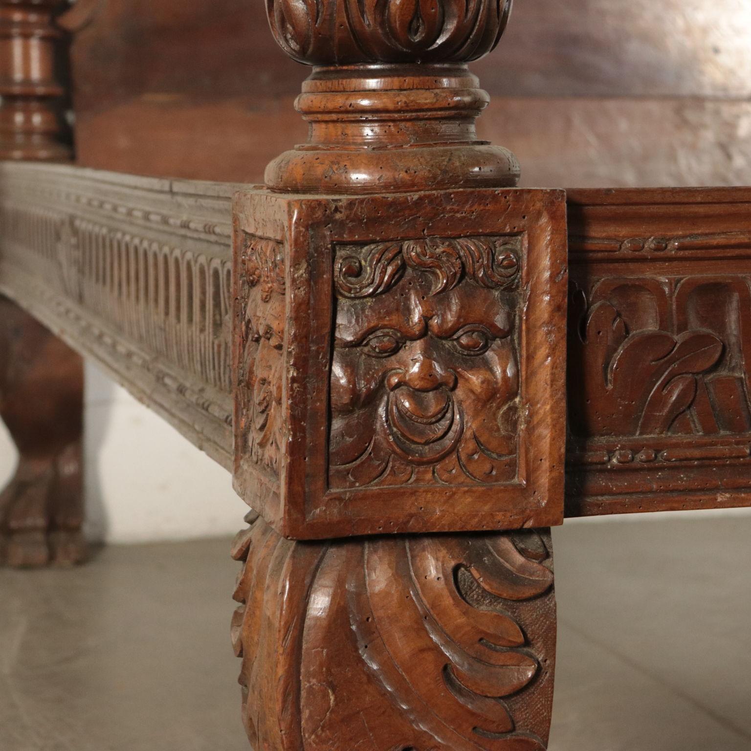 18th Century and Earlier Carved Bed, Walnut Italy 17th Century