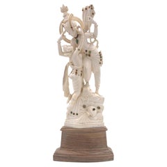 Carved Bejewelled Indian Ivory Statue of Embracing Lovers