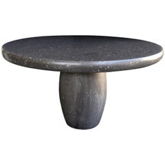 Carved Belgian Bluestone Round Dining/Center Table with Barrel-Form Base